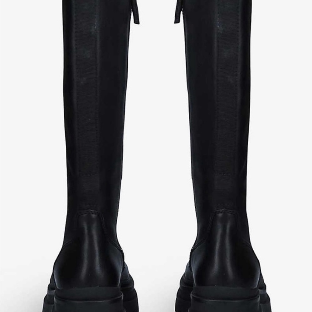 Black lace-up leather combat boots - Picture 2 of 2